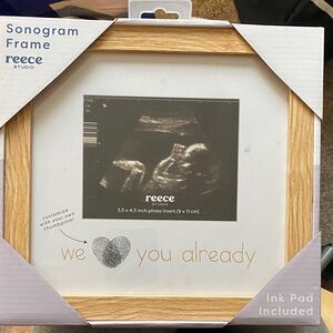 Sonogram Frame with Ink Pad - Natural Wood and White